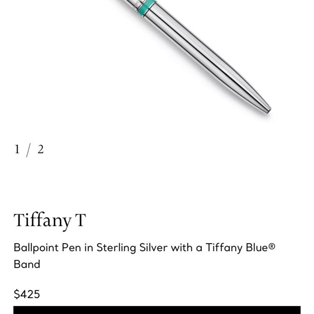 Tiffany T Sterling Silver Ballpoint Pen with Tiffany blue band NEW